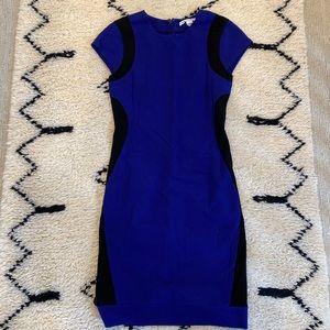DVF royal blue and black body hugging shift dress. Lightly worn